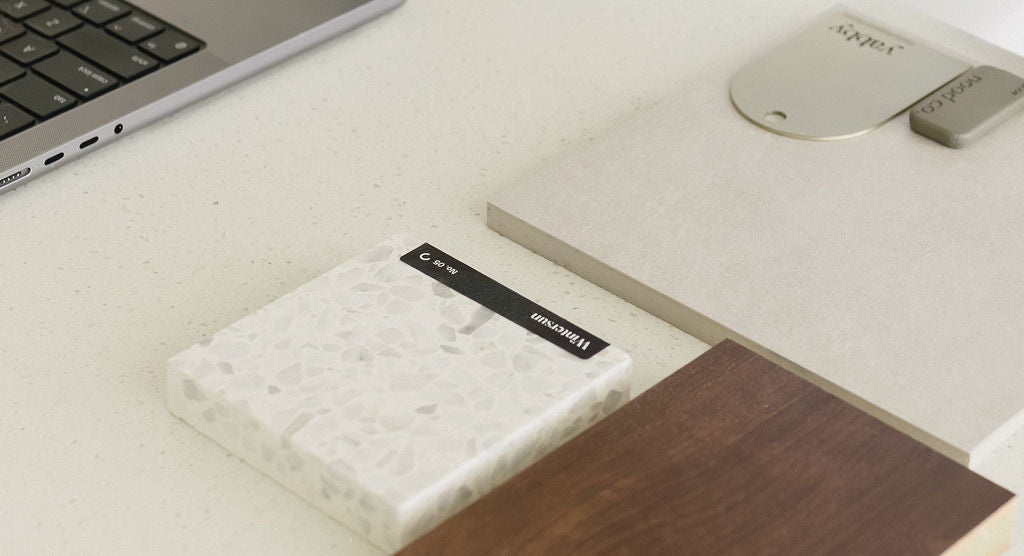 Interior design finish schedules including paint, flooring, and joinery selections for Hunter Valley renovations.