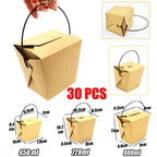 30PCS Kraft Paper Noodle Boxes with Handle Disposable Takeaway Food Containers-0