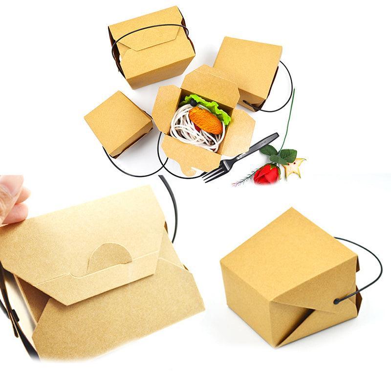 30PCS Kraft Paper Noodle Boxes with Handle Disposable Takeaway Food Containers-2