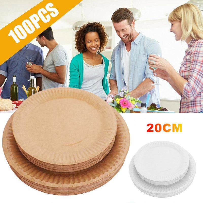 20CM Disposable Brown Paper Plates Dinner Dessert Party Plate Eco-Friendly Bulk-0