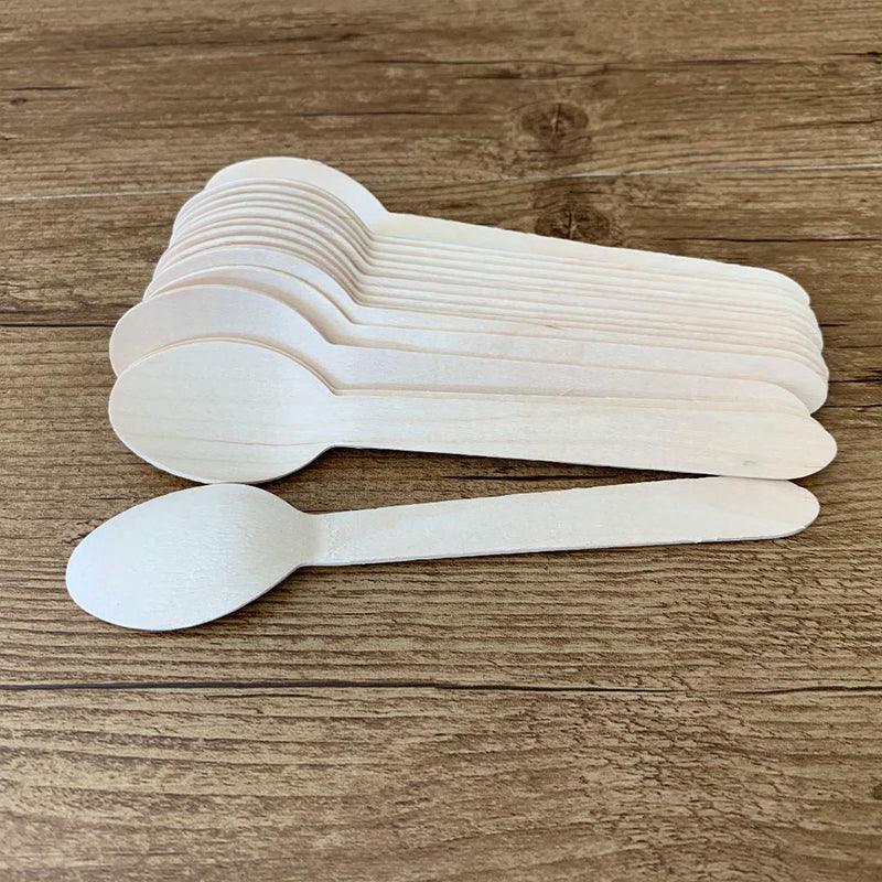 Wooden Cutlery Set Disposable Bamboo Wood Bulk Buy Forks Spoons Knives Party-3