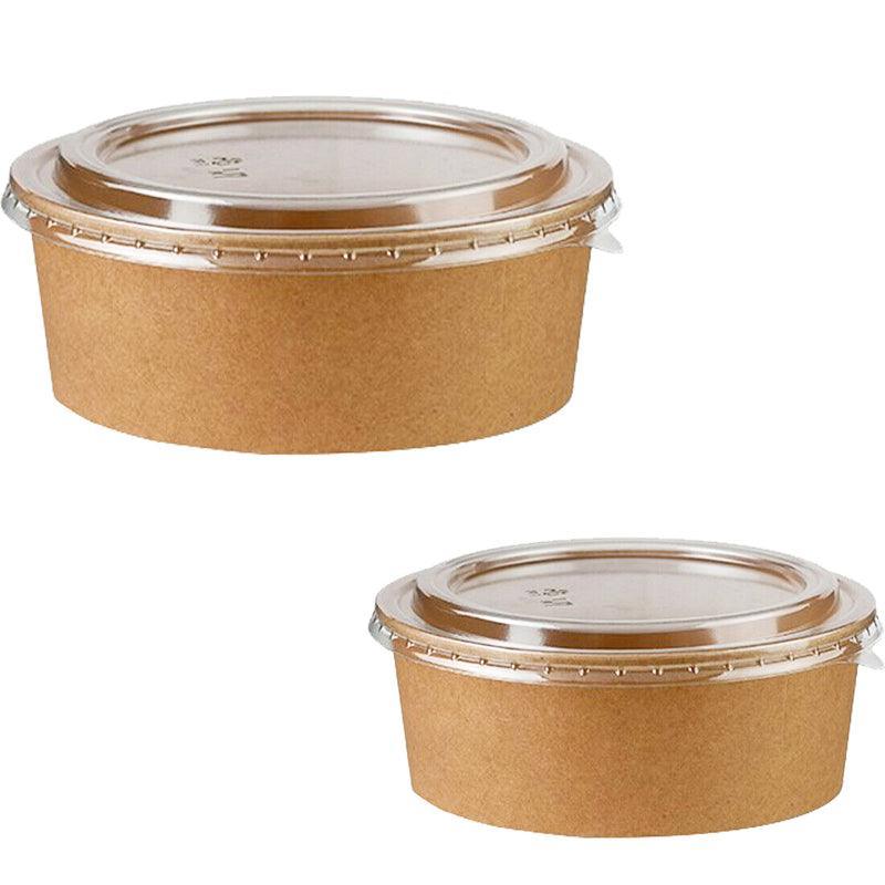 Take Away Kraft Paper Salad Bowl Food Grade Takeout Tableware Food Bowl With Lid-1