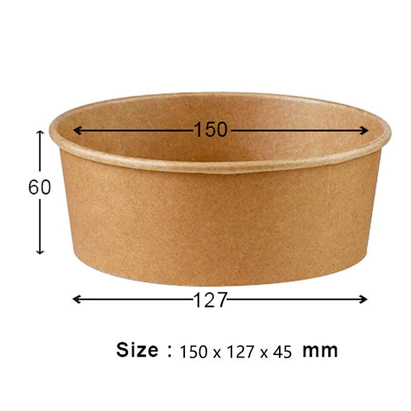 Take Away Kraft Paper Salad Bowl Food Grade Takeout Tableware Food Bowl With Lid-4