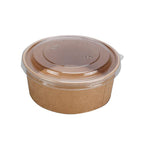 Take Away Kraft Paper Salad Bowl Food Grade Takeout Tableware Food Bowl With Lid-6