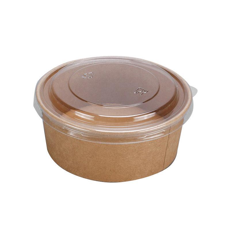 Take Away Kraft Paper Salad Bowl Food Grade Takeout Tableware Food Bowl With Lid-6