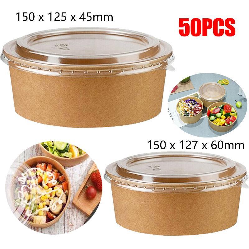 Take Away Kraft Paper Salad Bowl Food Grade Takeout Tableware Food Bowl With Lid-0