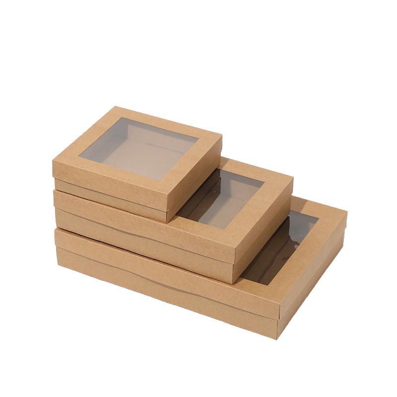 Cardboard Paper Catering Grazing Boxes/Trays 10Pk Kraft W/Windows Disposable-1