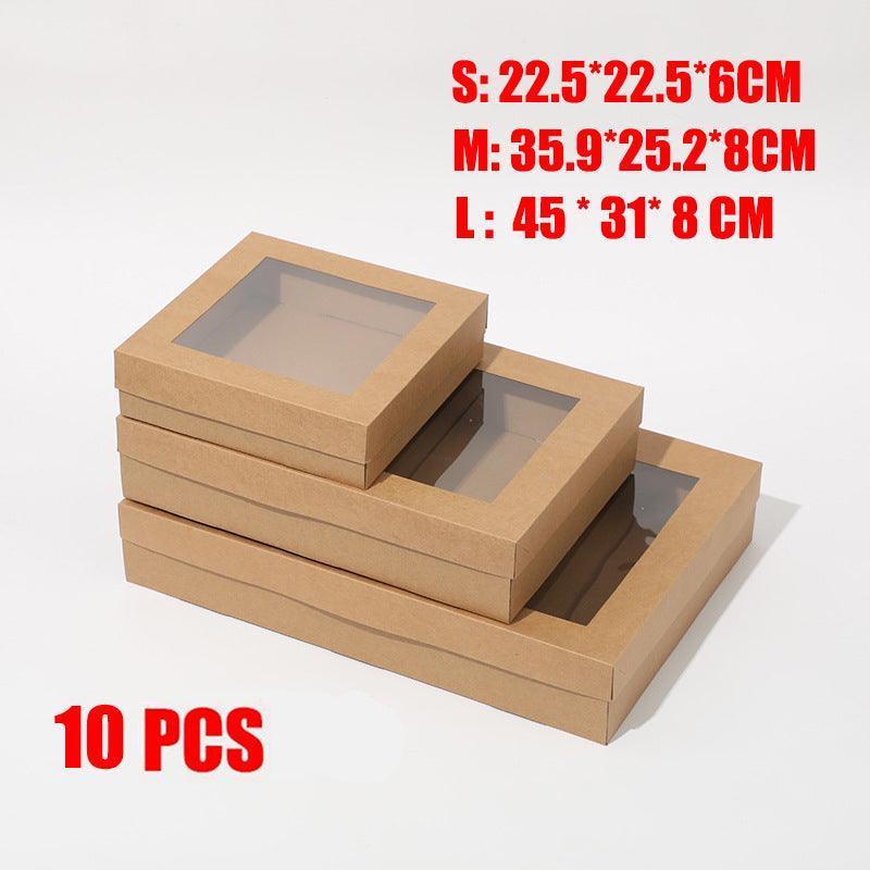 Cardboard Paper Catering Grazing Boxes/Trays 10Pk Kraft W/Windows Disposable-0