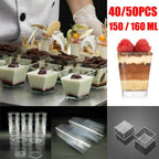40-50 Pcs Mousse Cake Dessert Cups Clear Plastic Sample Drink Wine Jelly Tumbler-0
