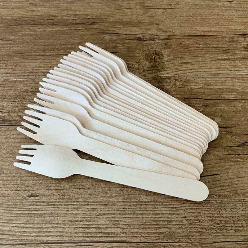 Wooden Cutlery Set Disposable Bamboo Wood Bulk Buy Forks Spoons Knives Party-4