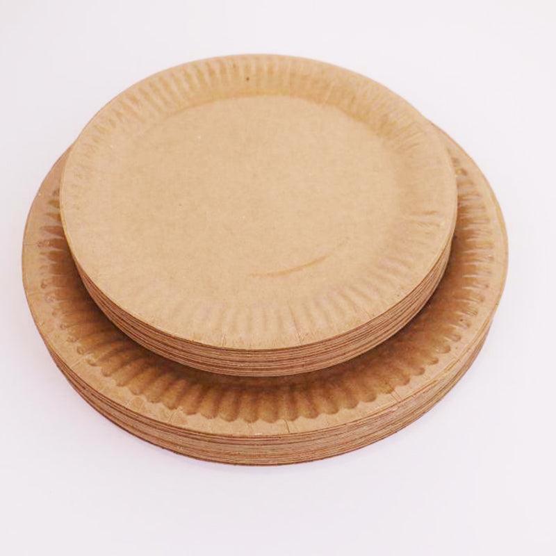 20CM Disposable Brown Paper Plates Dinner Dessert Party Plate Eco-Friendly Bulk-3