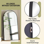 77"X38" Large Arch Mirror Full Length, Oversized Wall Mirrors with Aluminum Alloy Frame, Full Body Floor Mirror for Bedroom, Dressing Room, Black-2