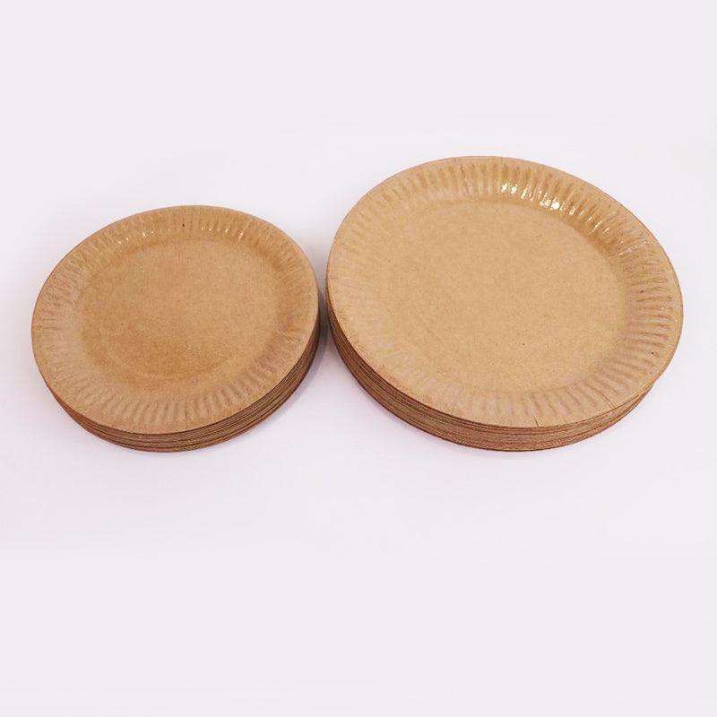 20CM Disposable Brown Paper Plates Dinner Dessert Party Plate Eco-Friendly Bulk-4