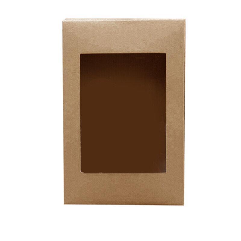 10 Pack Kraft Paper Boxes with Window Disposable Cardboard Gift Catering Trays-5