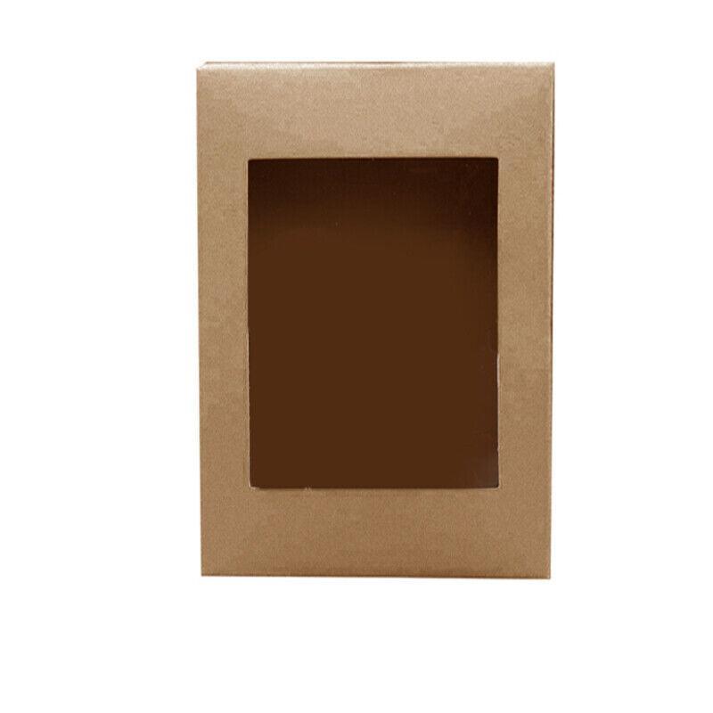 10 Pack Kraft Paper Boxes with Window Disposable Cardboard Gift Catering Trays-8