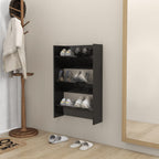 NNEVL Wall Shoe Cabinet High Gloss Black 60x18x90 cm Chipboard-0
