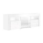 NNEDSZ TV Cabinet Entertainment Unit Stand RGB LED Gloss Furniture 160cm White-0