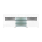 NNEDSZ TV Cabinet Entertainment Unit Stand RGB LED Gloss Furniture 160cm White-2