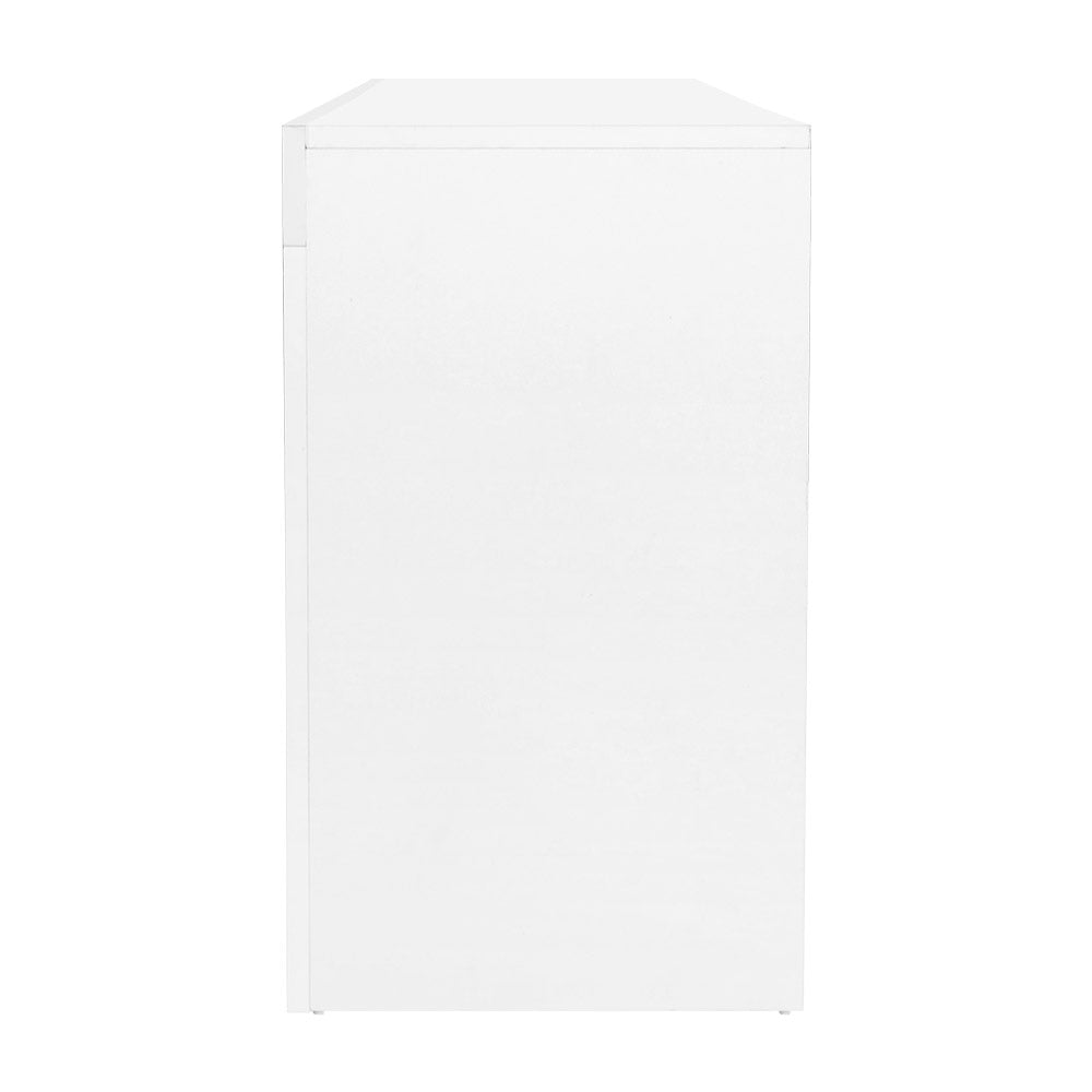 NNEDSZ TV Cabinet Entertainment Unit Stand RGB LED Gloss Furniture 160cm White-3