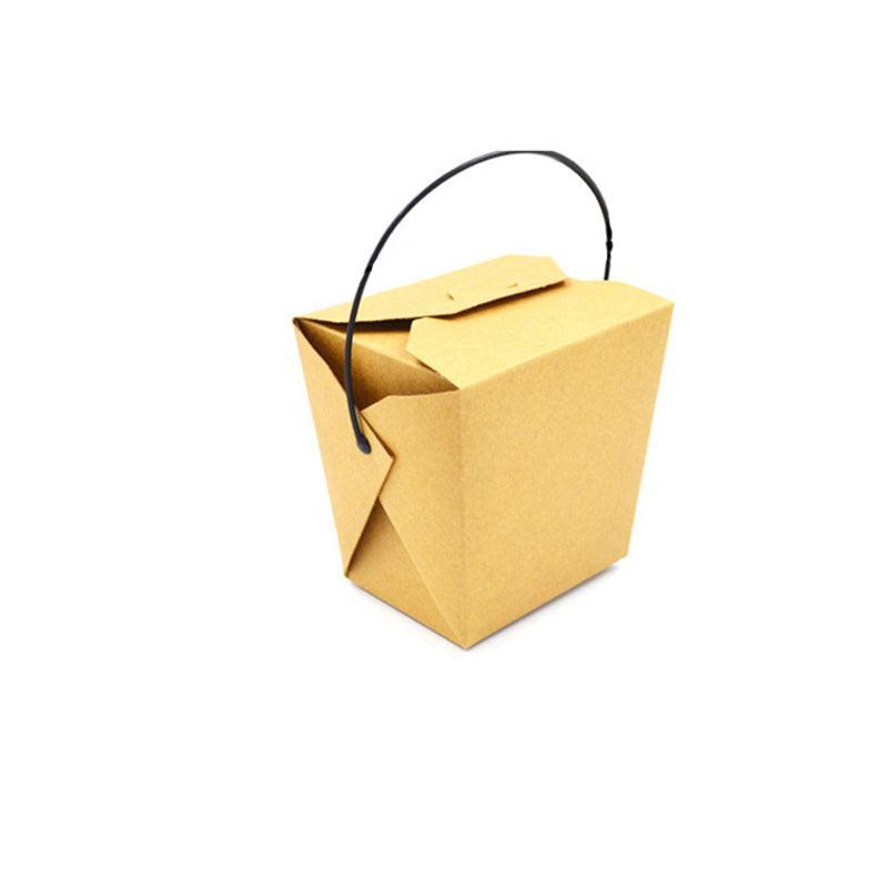 30PCS Kraft Paper Noodle Boxes with Handle Disposable Takeaway Food Containers-7