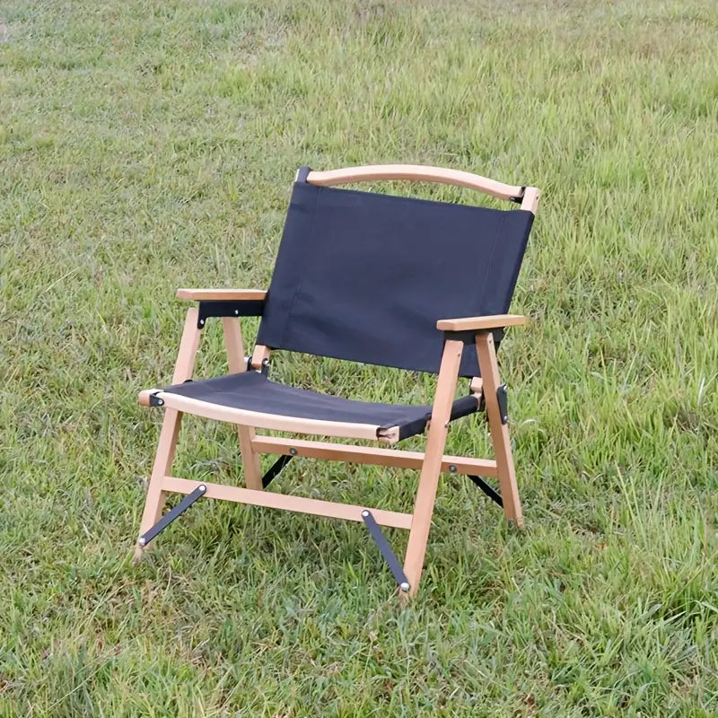 Foldable Wooden Camping Chair - Beech Black-3