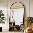 77"X38" Large Arch Mirror Full Length, Oversized Wall Mirrors with Aluminum Alloy Frame, Full Body Floor Mirror for Bedroom, Dressing Room, Black-0