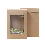 10 Pack Kraft Paper Boxes with Window Disposable Cardboard Gift Catering Trays-4