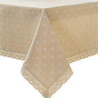 Floral Tablecloth with Lace Edge Cotton Linen Cover for Dining Table Square Rectangle-1