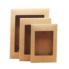 10 Pack Kraft Paper Boxes with Window Disposable Cardboard Gift Catering Trays-1