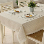 Floral Tablecloth with Lace Edge Cotton Linen Cover for Dining Table Square Rectangle-3